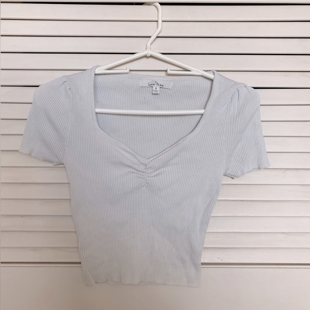 Love Tree off-white ribbed kids blouse! Great pairing with some distressed denim